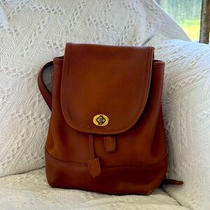 Vintage Coach 9960 British Tan Leather Mini Daypack Backpack